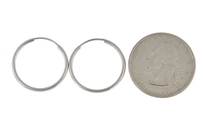 14k white gold classic endless round hoop earrings 19mm x 1.5mm
