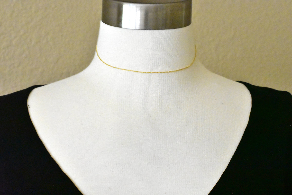 14k yellow gold 0.90mm cable bracelet anklet choker necklace pendant chain spring ring clasp