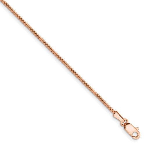 14k rose gold 1.10mm box link bracelet anklet choker necklace pendant chain