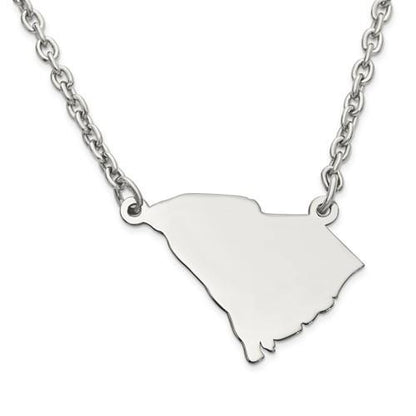 14k gold or sterling silver south carolina sc state name necklace personalized monogram