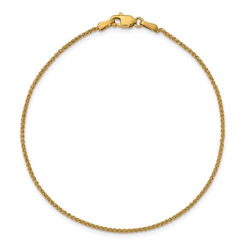 14k yellow gold 1.25mm spiga wheat bracelet anklet choker necklace pendant chain
