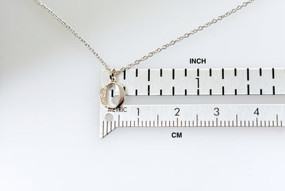 14k yellow rose white gold .03 ctw diamond tiny petite lowercase letter o initial alphabet pendant charm necklace