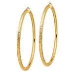 Lataa kuva Galleria-katseluun, 14K Yellow Gold Extra Large Sparkle Diamond Cut Classic Round Hoop Earrings 79mm x 4mm
