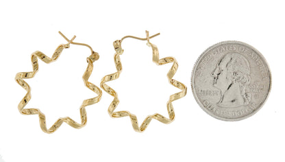 14k yellow gold twisted spiral hoop earrings