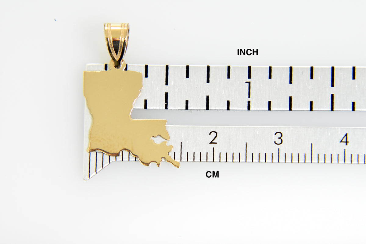 14k gold or sterling silver louisiana la state map pendant charm personalized monogram