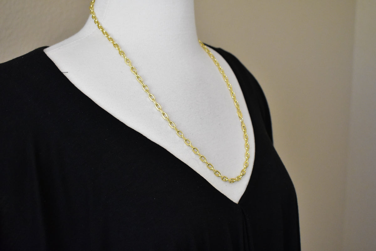 14k yellow gold 4.9mm open link cable bracelet anklet necklace pendant chain