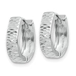Load image into Gallery viewer, 14K White Gold Classic Textured Hinged Hoop Huggie Earrings
