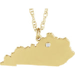 Load image into Gallery viewer, 14k 10k Yellow Rose White Gold Diamond Silver Kentucky KY State Map Personalized City Necklace
