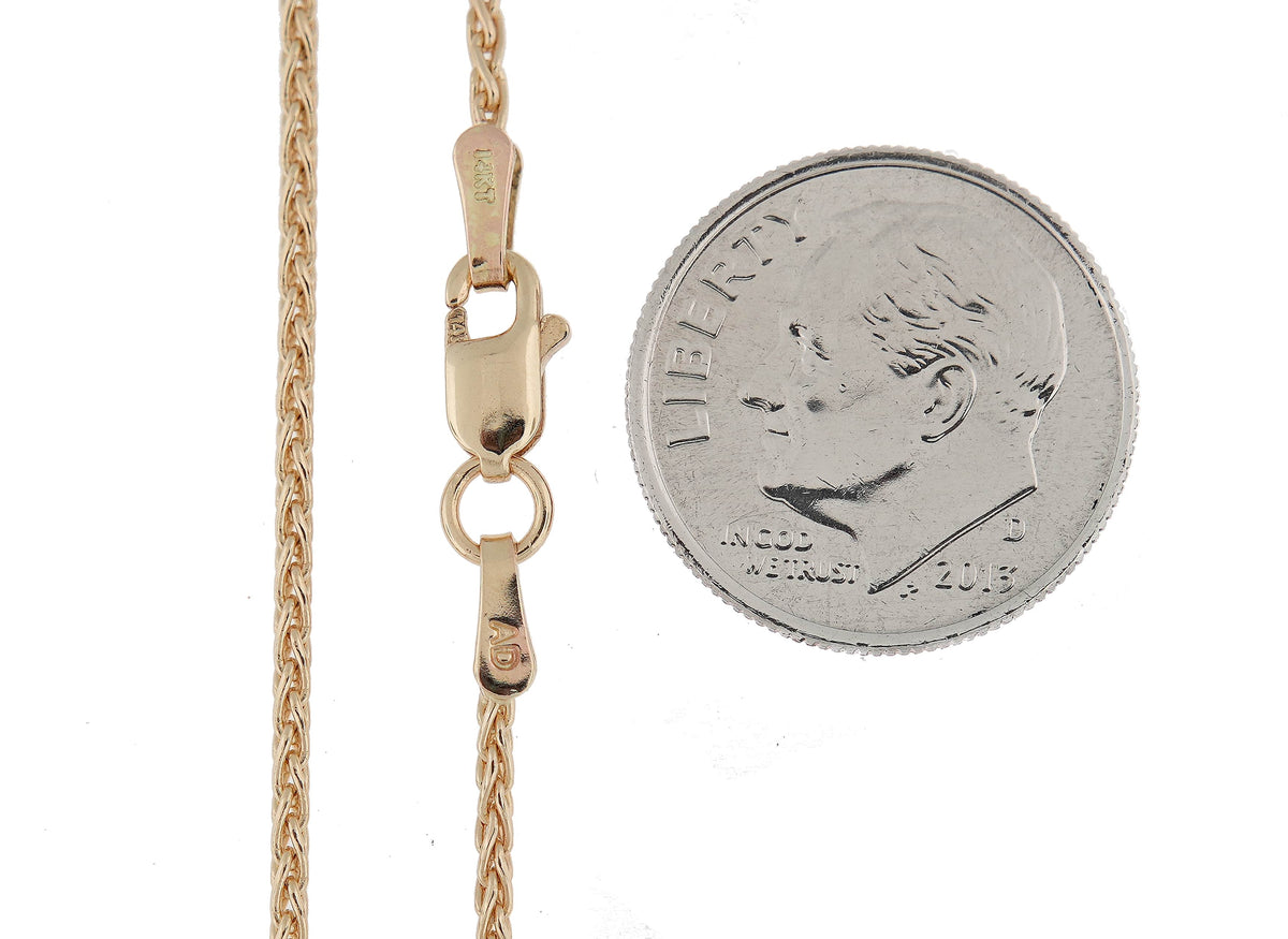 14k yellow gold 1.5mm parisian wheat bracelet anklet choker necklace pendant chain