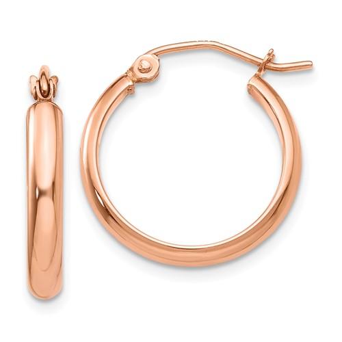 14k rose gold classic round hoop earrings 18mm x 2.75mm
