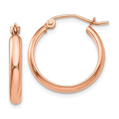 14k rose gold classic round hoop earrings 18mm x 2.75mm
