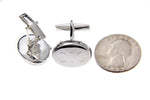 Load image into Gallery viewer, Silver Oval Photo Locket Cufflinks Cuff Links Engraved Personalized Monogram
