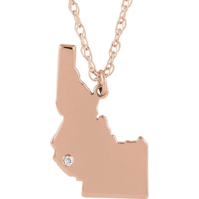 14k 10k Yellow Rose White Gold Diamond Silver Idaho ID State Map Personalized City Necklace