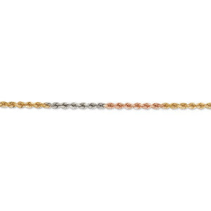 14K Yellow White Rose Gold Tri Color 2.9mm Diamond Cut Rope Bracelet Anklet Choker Necklace Chain