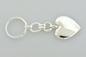 Engravable Sterling Silver Heart Charm Key Holder Ring Keychain Personalized Engraved