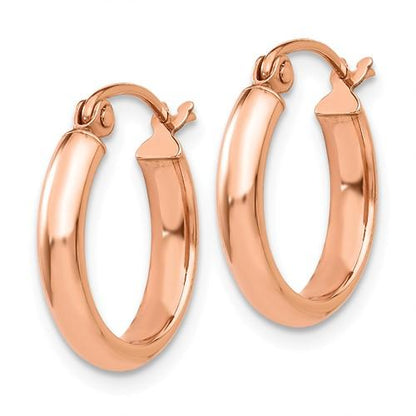 14k rose gold classic round hoop earrings 15mm x 2.75mm