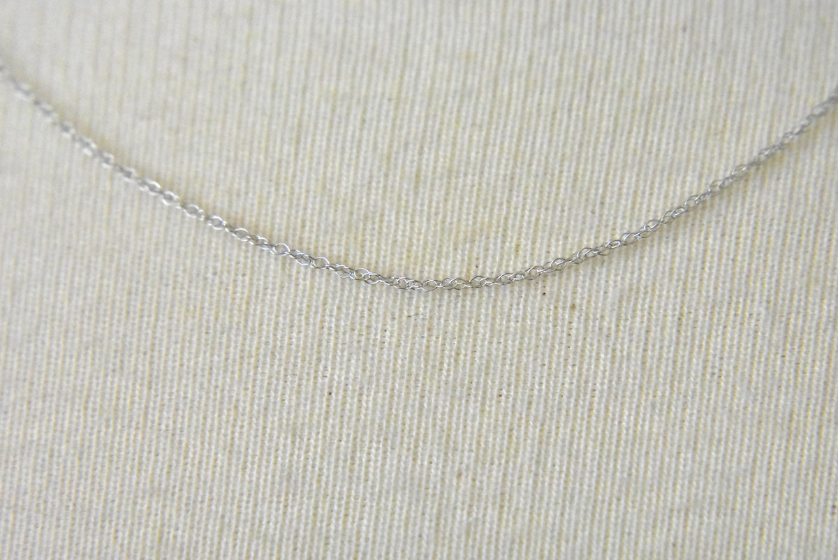 14k white gold 0.5mm thin cable rope necklace choker pendant chain