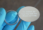 Lade das Bild in den Galerie-Viewer, Engravable Sterling Silver Oval Key Holder Ring Keychain Personalized Engraved Monogram
