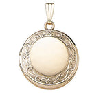 Load image into Gallery viewer, 14K Yellow Gold 19mm Round Floral Photo Locket Pendant Charm Engraved Personalized Monogram
