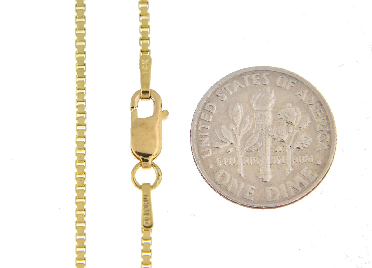 14k yellow gold 1.5 mm polished box bracelet anklet choker necklace pendant chain