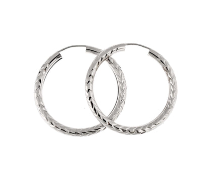 14k white gold diamond cut classic endless hoop earrings 29mm x 3mm