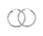 Load image into Gallery viewer, 14k White Gold Diamond Cut Classic Endless Hoop Earrings 29mm x 3mm
