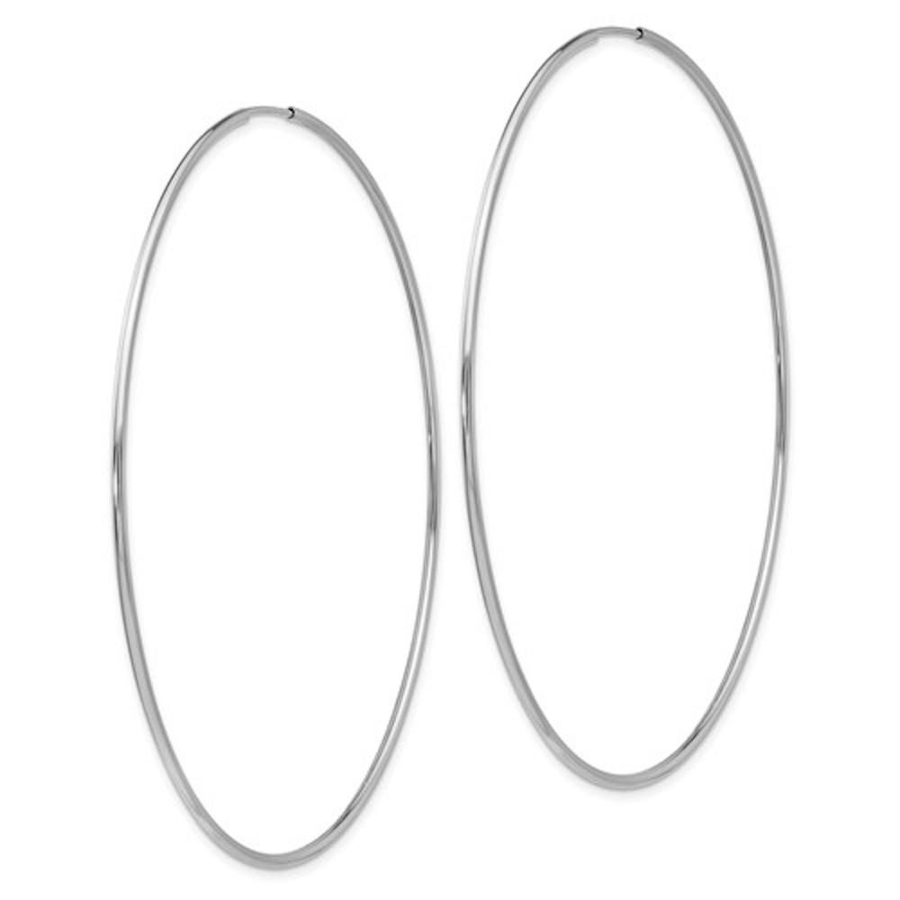 14k white gold extra large round endless hoop earrings 70mm x 1.20mm