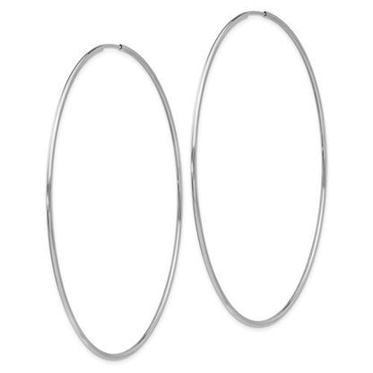 14k white gold extra large round endless hoop earrings 70mm x 1.20mm
