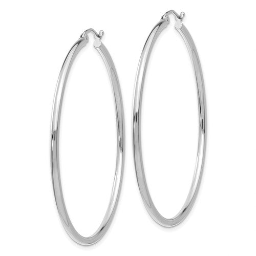 14k white gold classic round hoop earrings 50mmx2mm