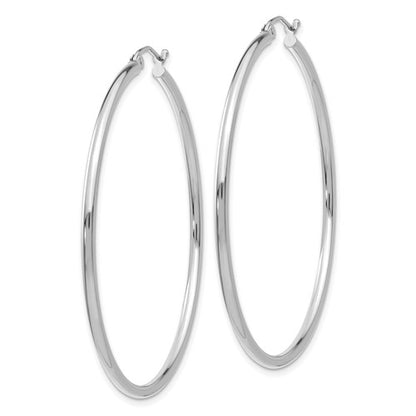 14k white gold classic round hoop earrings 50mmx2mm