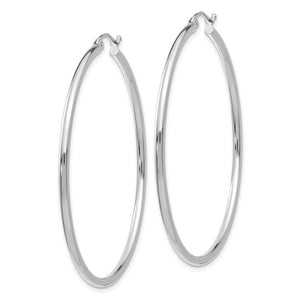 14k White Gold Classic Round Hoop Earrings 50mmx2mm