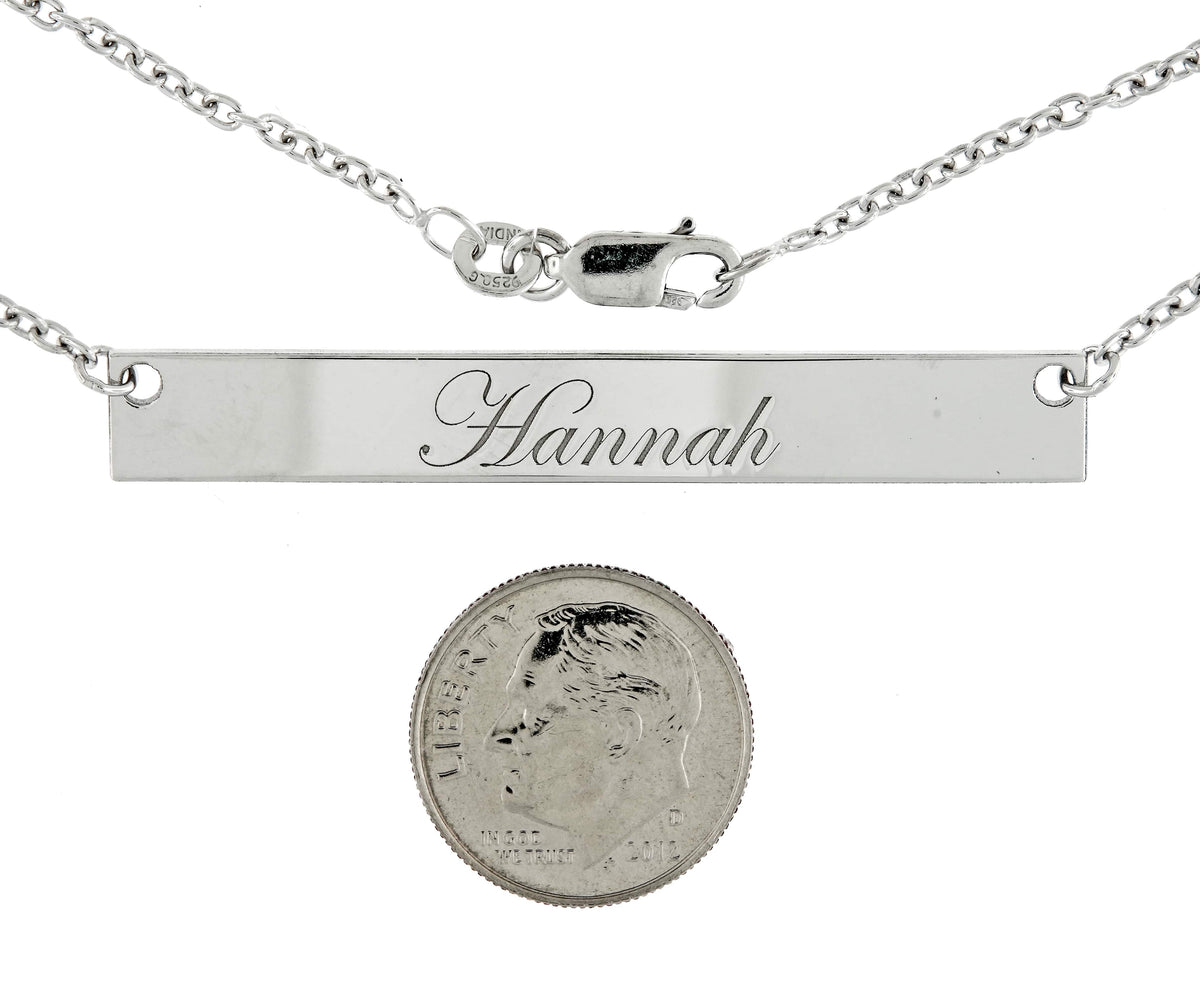 14k 10k gold sterling silver large name bar nameplate necklace personalized