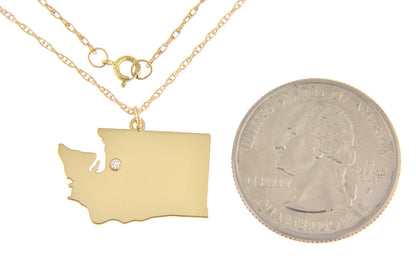 14k 10k yellow rose white gold diamond silver washington wa state map personalized city necklace