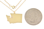 Загрузить изображение в средство просмотра галереи, 14k 10k Yellow Rose White Gold Diamond Silver Washington WA State Map Personalized City Necklace
