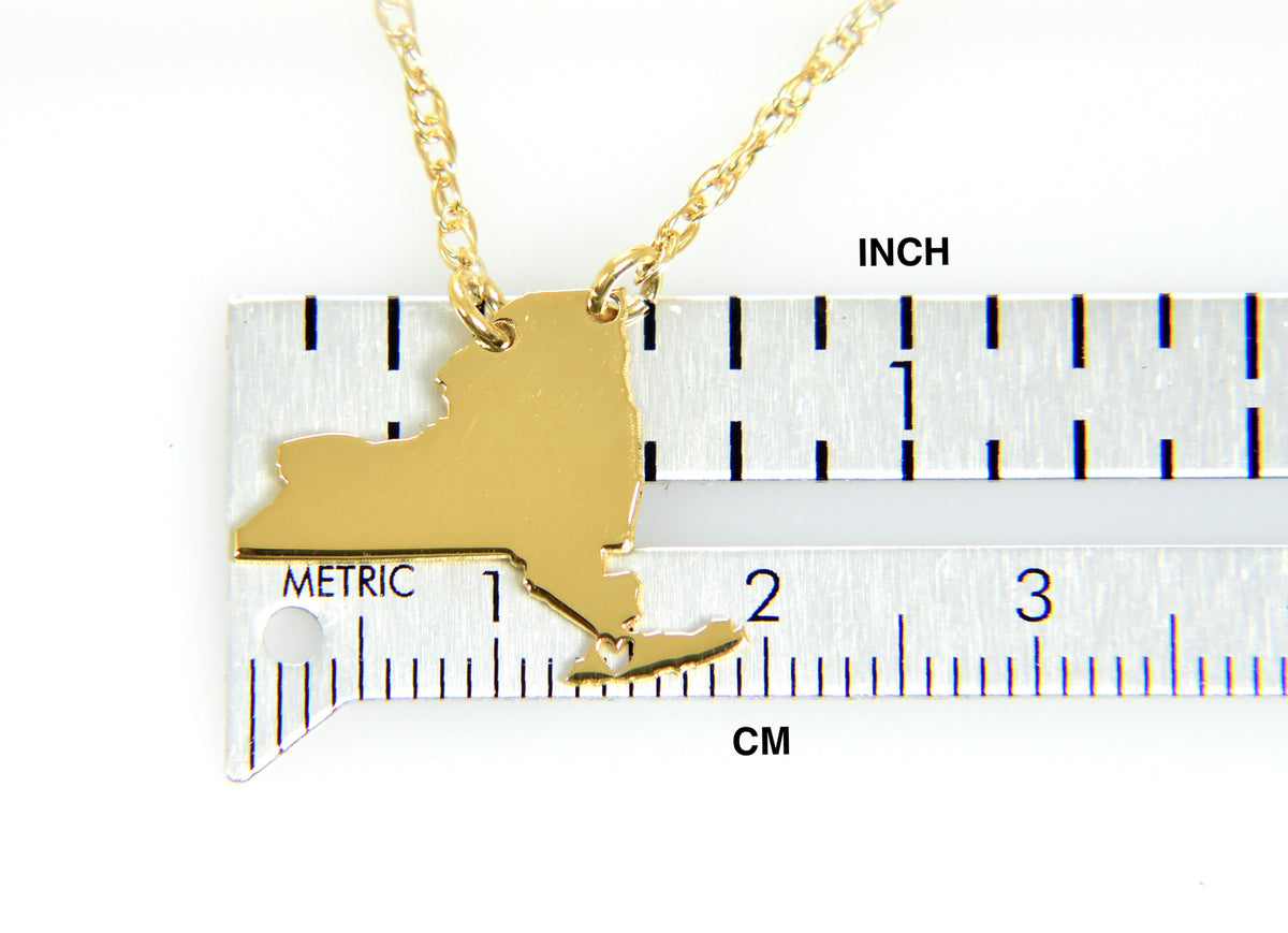 14k gold 10k gold silver new york ny state map necklace heart personalized city