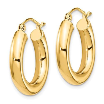 14k yellow gold classic round hoop earrings 20mm x 4mm