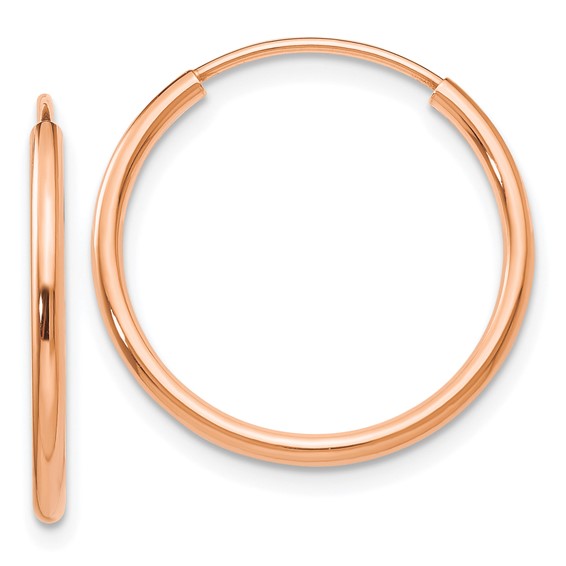 14k rose gold classic endless round hoop earrings 20mm x 1.5mm