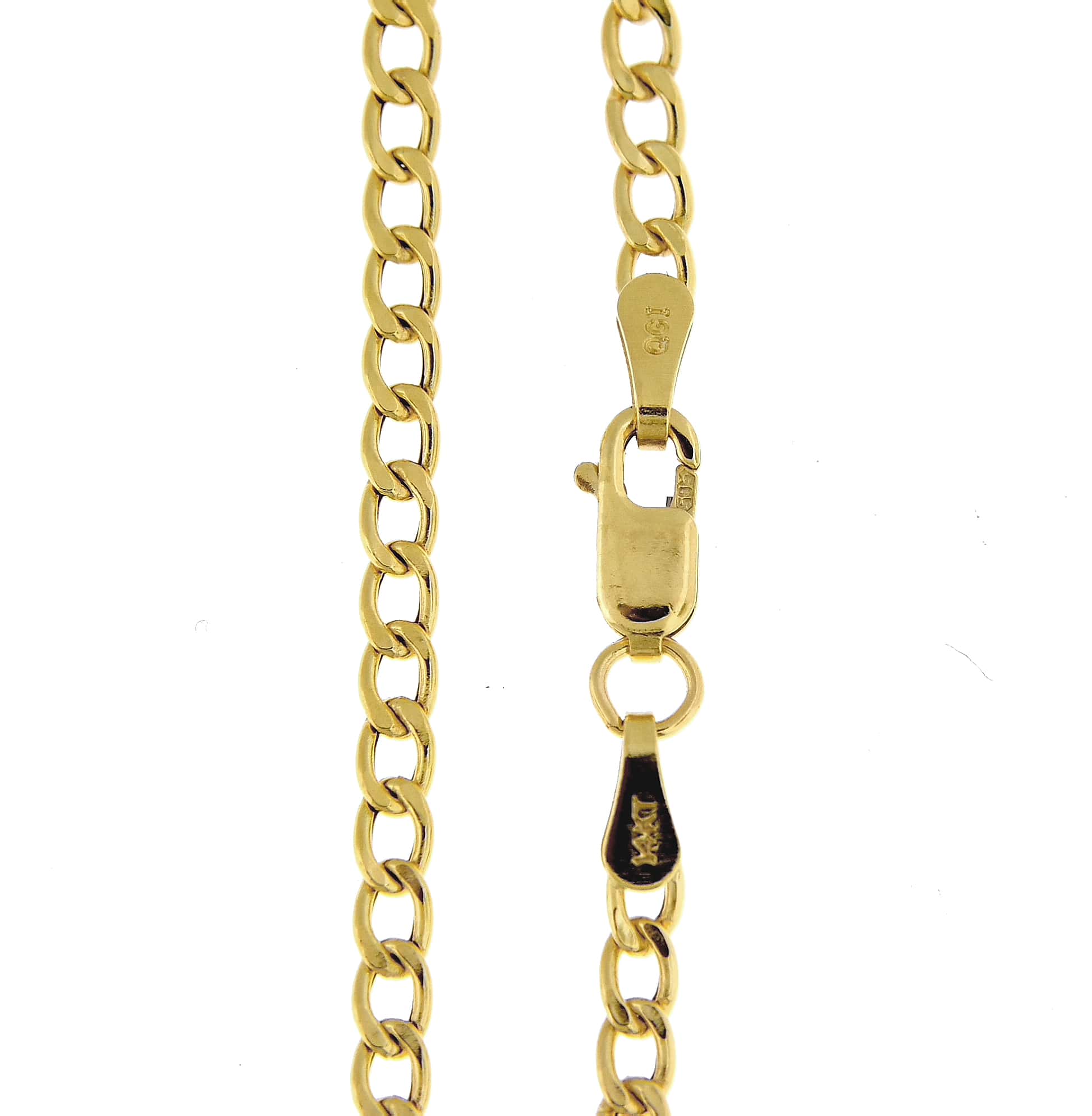 14K Yellow Gold 2.85mm Curb Link Bracelet Anklet Choker Necklace Pendant Chain