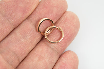 14k rose gold classic huggie hinged hoop earrings 11mm x 2mm