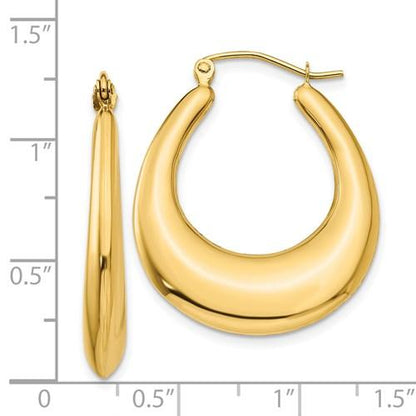 14k yellow gold classic fancy hoop earrings 25mm