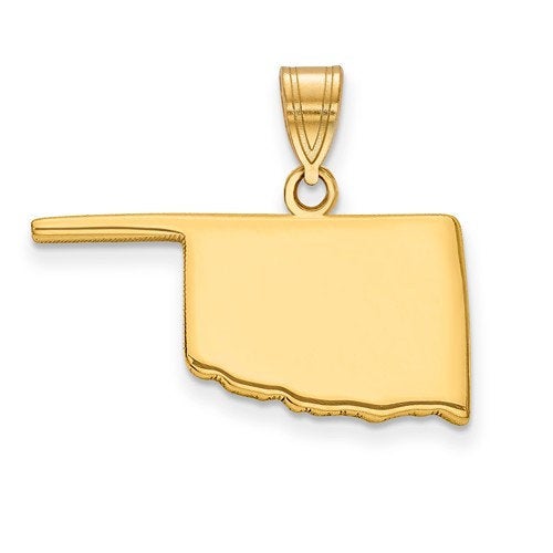 14k gold or sterling silver oklahoma ok state map pendant charm personalized monogram
