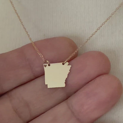 14k Gold 10k Gold Silver Arkansas State Map Necklace Heart Personalized City