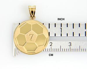 14k 10k Gold Sterling Silver Soccer Ball Personalized Engraved Pendant