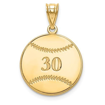 14k 10k gold sterling silver baseball personalized engraved pendant