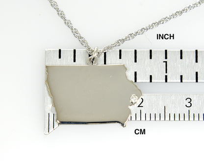 14k 10k yellow rose white gold diamond silver iowa ia state map personalized city necklace