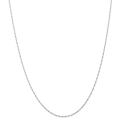 14k white gold 1mm singapore twisted bracelet anklet necklace choker pendant chain