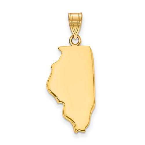 14k gold or sterling silver illinois il state map pendant charm personalized monogram
