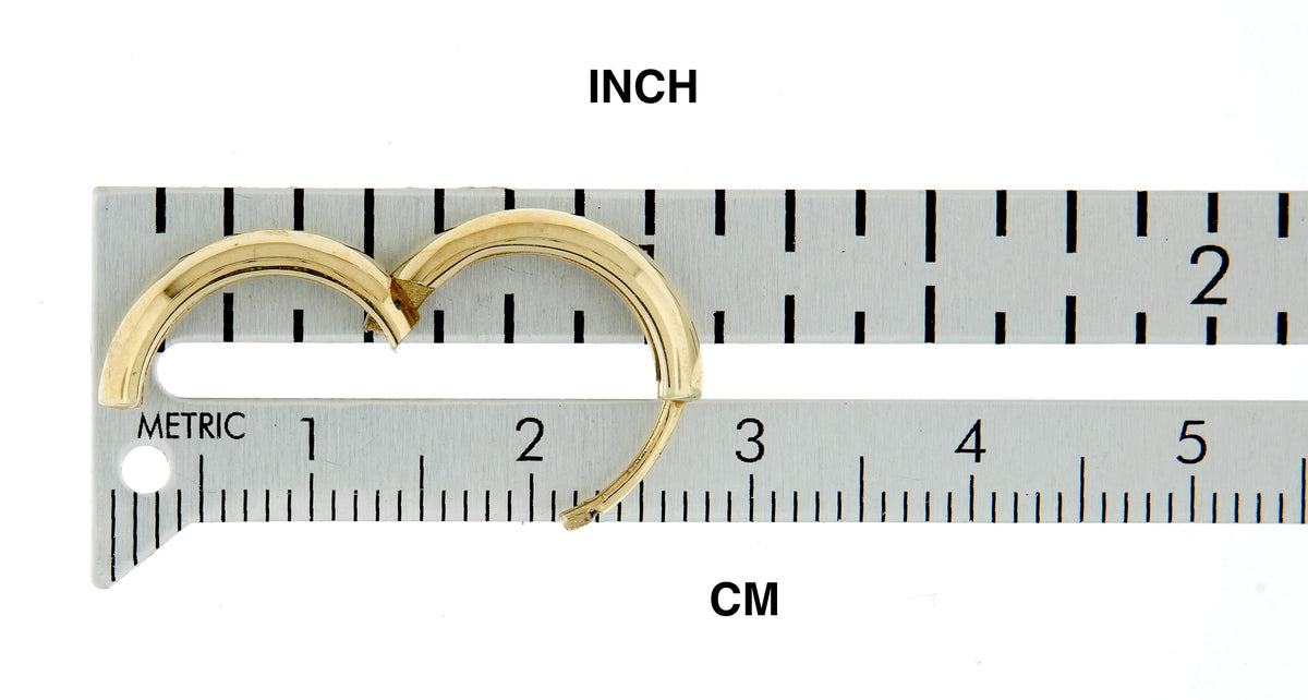 10k yellow gold classic huggie hinged hoop earrings 15mm x 15mm x 4mm
