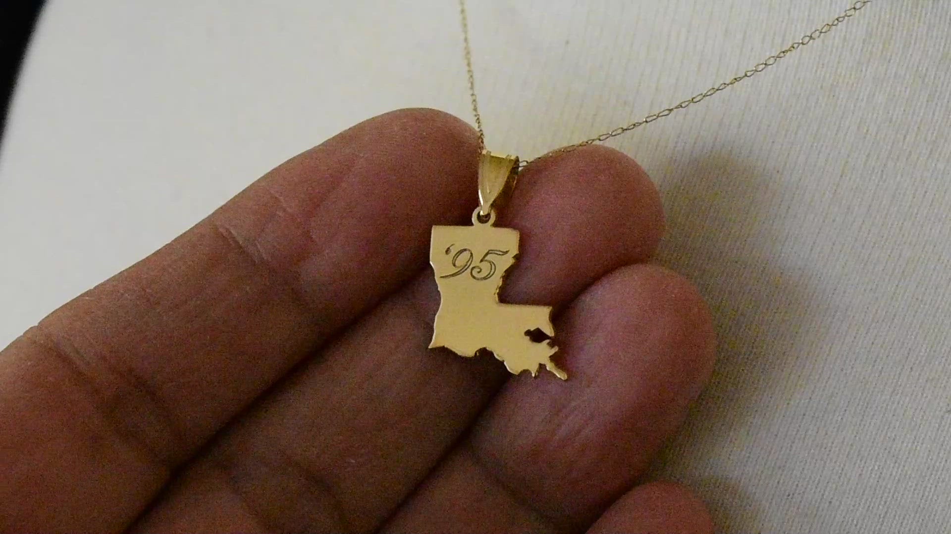 14K Gold or Sterling Silver Louisiana LA State Map Pendant Charm Personalized Monogram