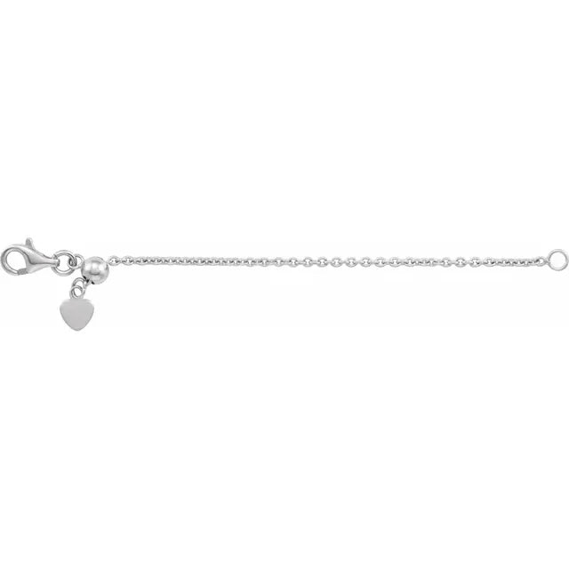14k yellow rose white gold or sterling silver cable chain extender adjustable up to 3 inches with lobster clasp